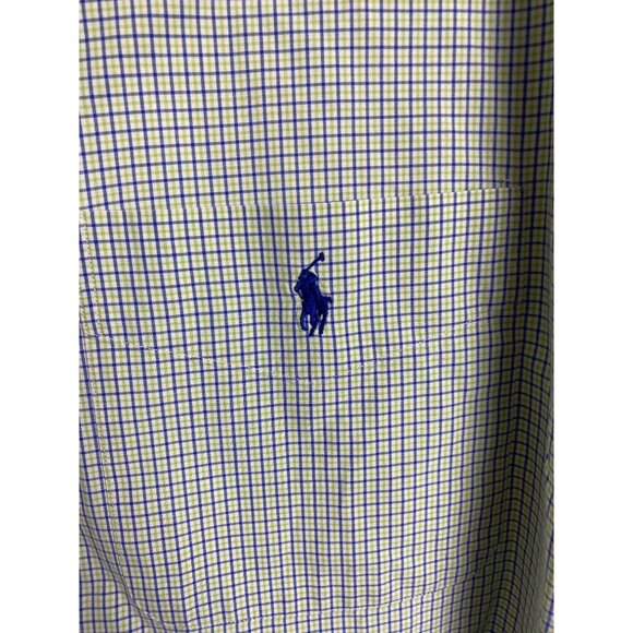 Ralph Lauren Men Classic Fit Button Up Green Plaid Short Sleeve Shirt Size Large - Picture 10 of 13